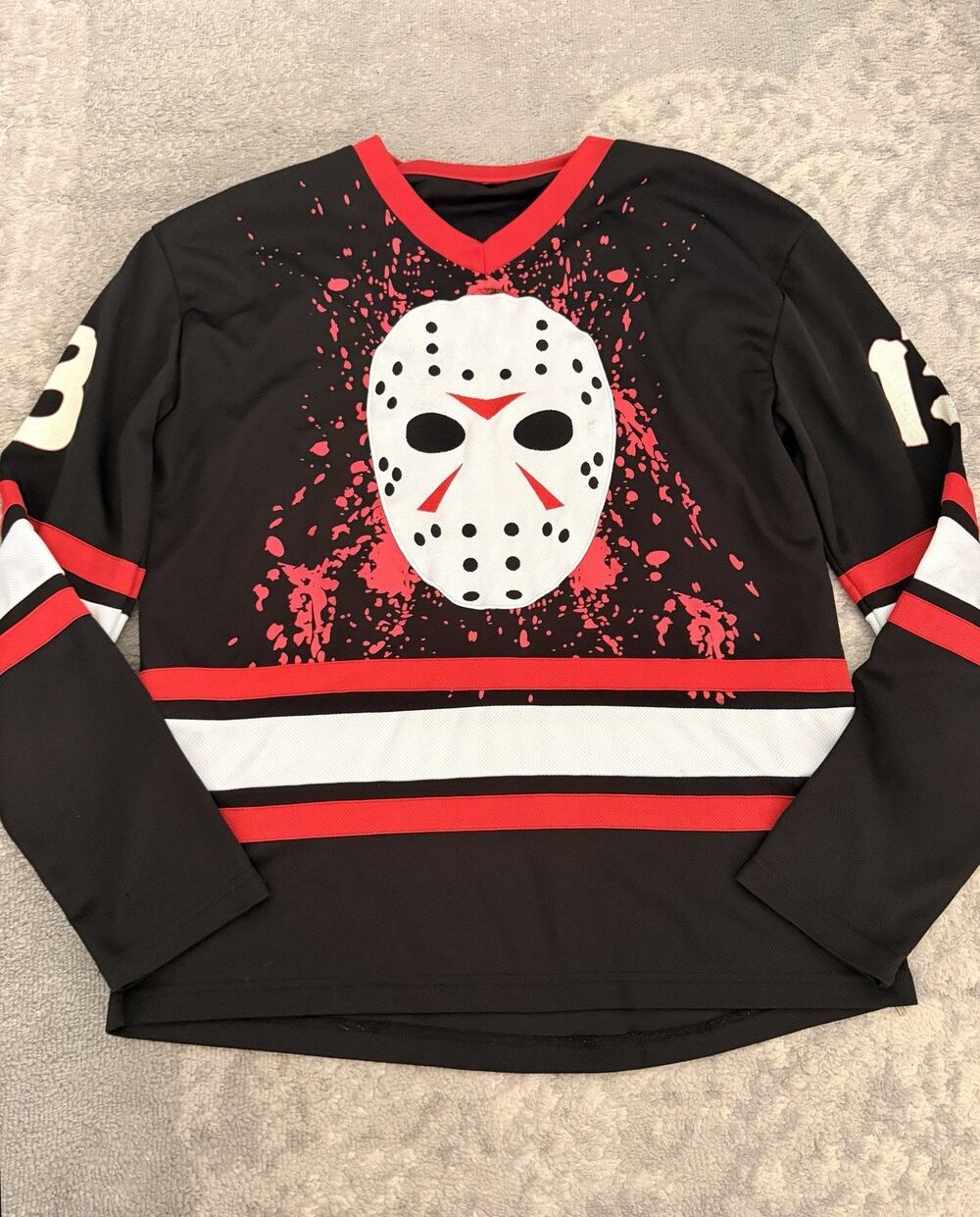 Friday The 13th Jason Voorhees Horror Movie Hockey Jersey Men Size Large Costume